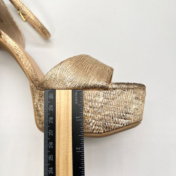 Chinese Laundry 10M‎ Asher Metallic Gold Platforms Heels Dress Sandals Shoes - Picture 14 of 14